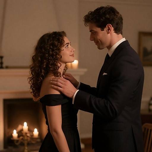 Candlelit Embrace by the Fireplace