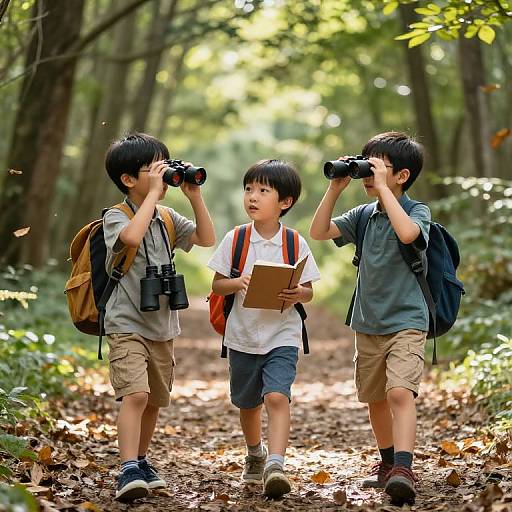 Kids Exploring Forest Path Adventure