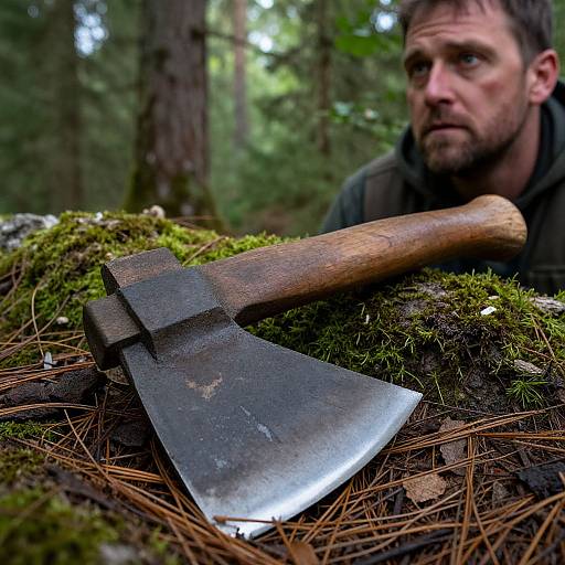 Weathered Hatchet and Rugged Woodsman