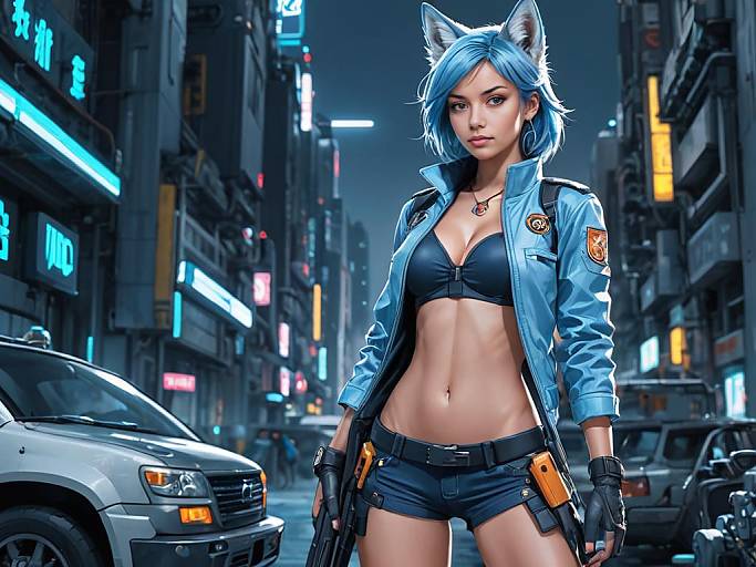 Cyberpunk Female Anthro Coyote in Mechanic Outfit