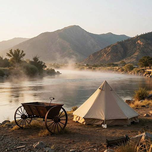 Old West Tent by Misty Riverbank