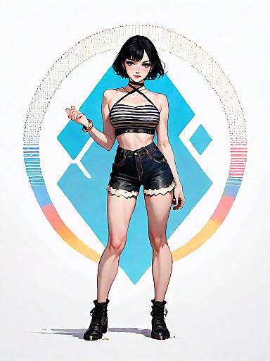 Realistic Boho Chic Girl in Full Shot