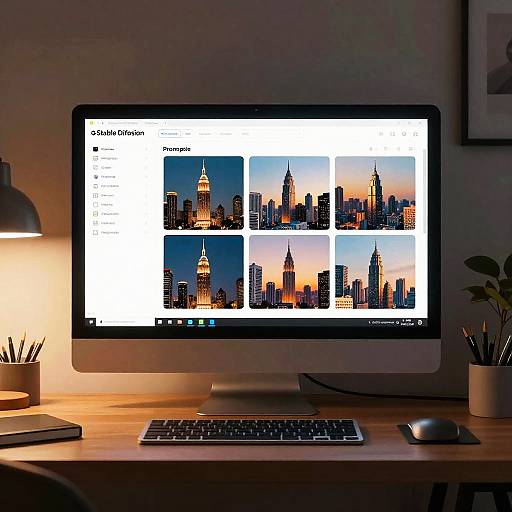 Creative Modern Workspace with AI Art