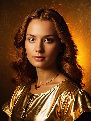 Portrait of woman in gold outfit