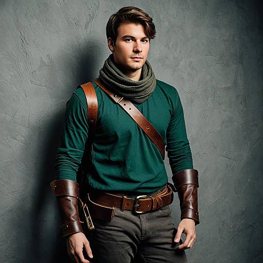 Young Man in Medieval Fantasy Roleplay Outfit