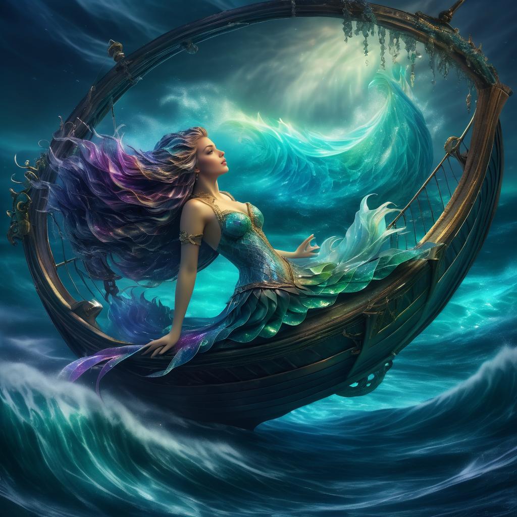 Ethereal Mermaid in Stormy Ocean