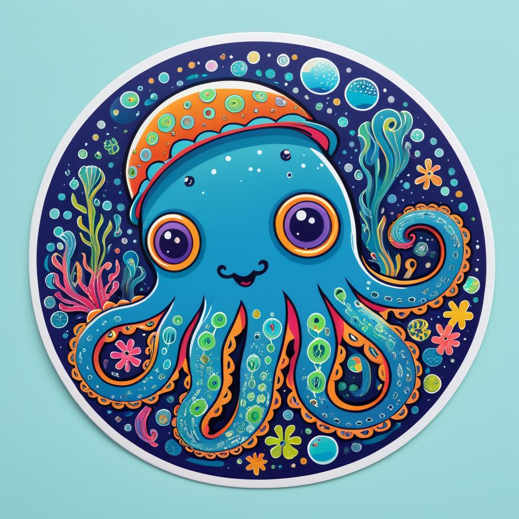 Whimsical Octopus in Vibrant Naive Art