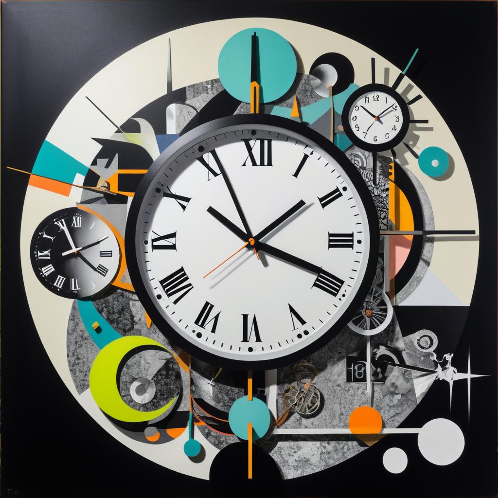 Surrealist Quirky Clock Portrait Collage