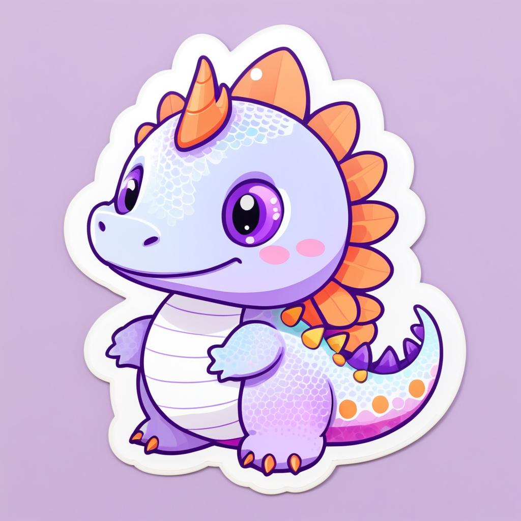 Kawaii Dinosaur Die-Cut Sticker Design