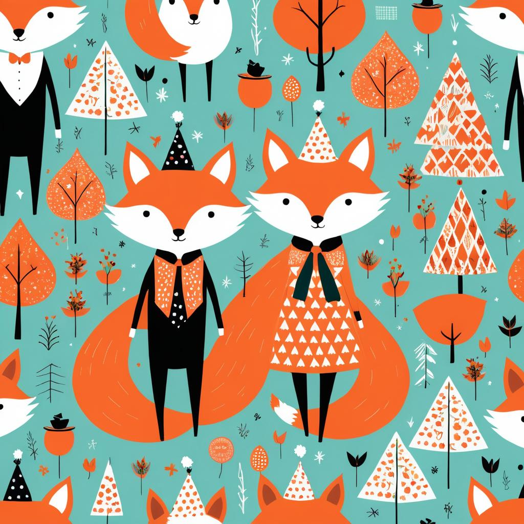 Quirky Foxes' Costume Party Artwork