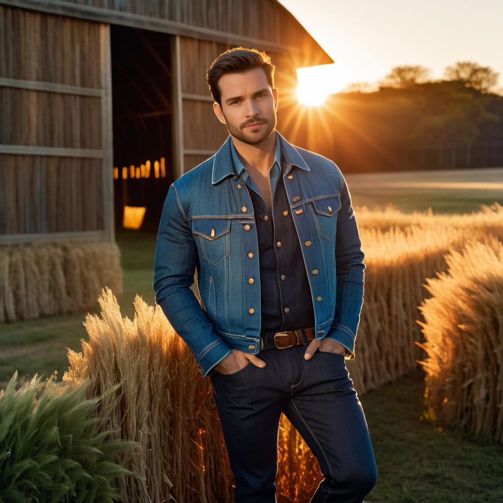 Casual Elegance: Man in Denim at Sunset