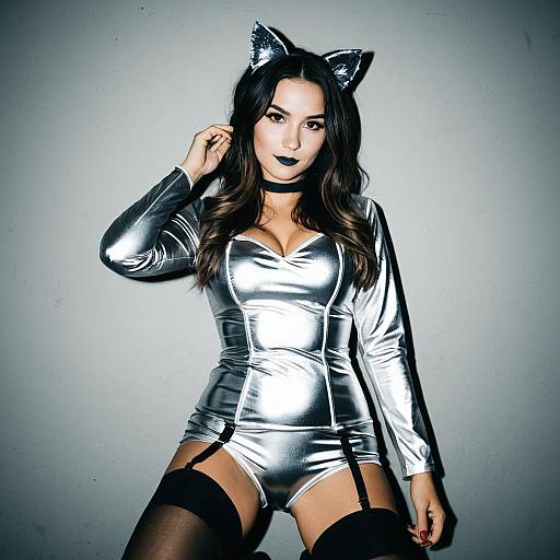 DIY Ladies Halloween Silver Cat Costume