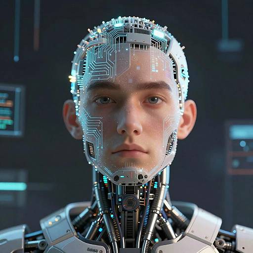 Surreal AI-Enhanced Mechanical Selfie