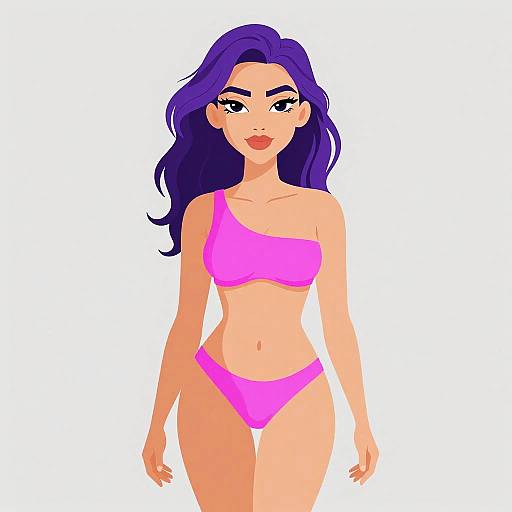 Stylish Woman in Bright Pink Bikini