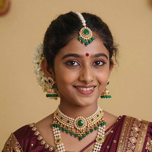 Portrait of Joyful Indian Girl in Attire
