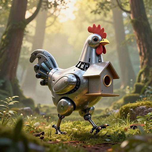 Robotic Chickenhouse in Serene Forest