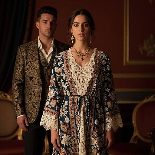 Elegant Couple in Embroidered Attire