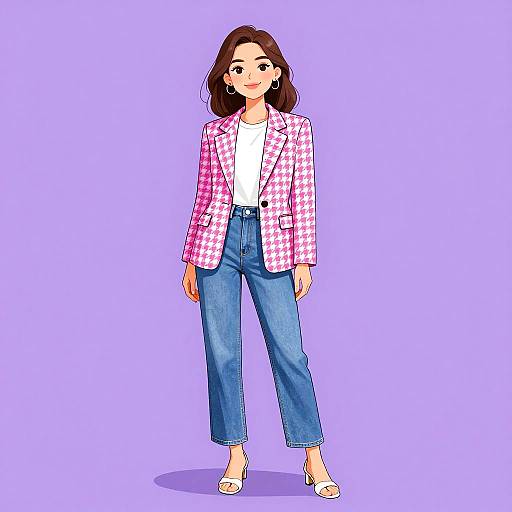 Smiling Woman in Smart Casual Outfit