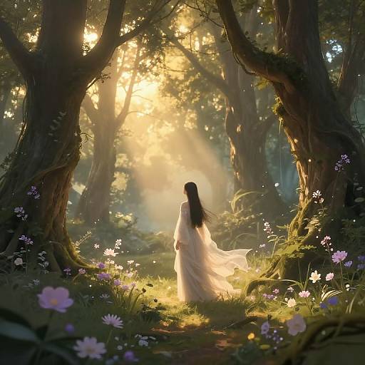 Ethereal Dawn in Mystical Forest