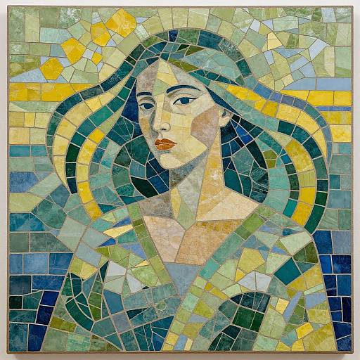 Abstract Mosaic of Serene Woman