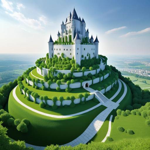 Fantasy Castle on Terraced Hill