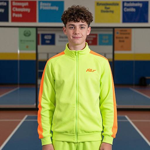 Teen Boy in Neon Sports Suit Portrait