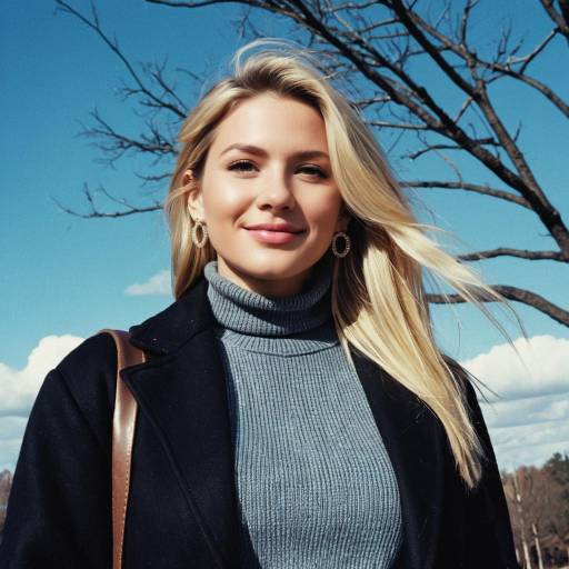 Blonde Woman Smiling Outdoors in Winter Clothes