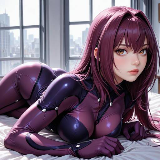 Scathach from Fate in Purple Bodysuit