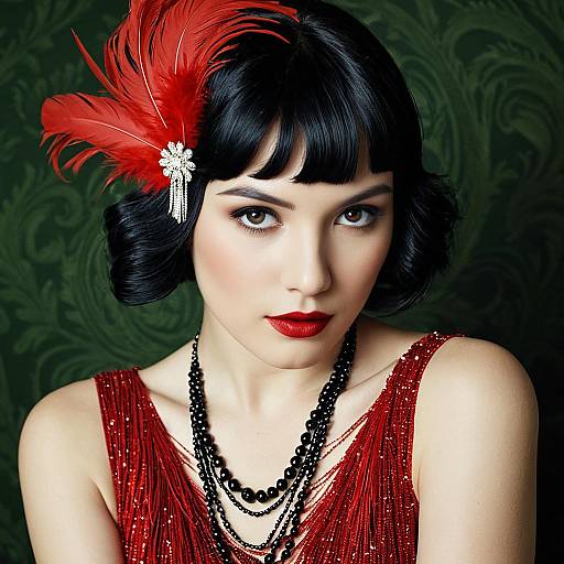 Glamorous Red Dress Flapper Woman