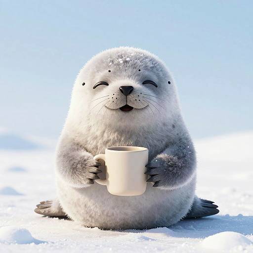 3D Fuzzy Baby Seal with Mug