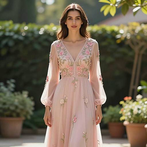 Elegant Engagement Party Dress in Garden