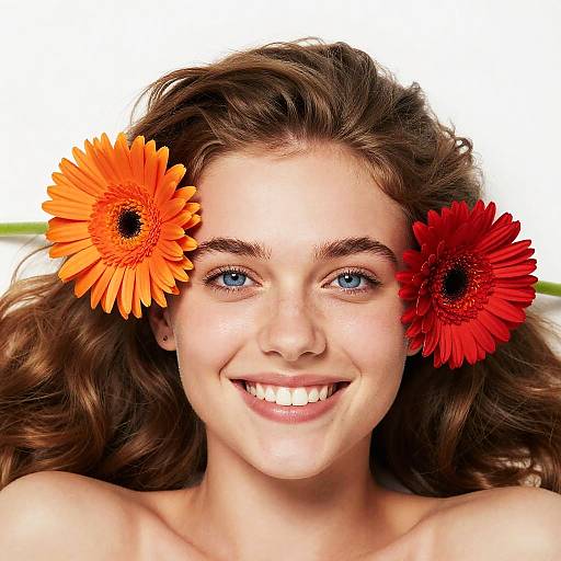 Close-Up Portrait with Gerbera Daisies