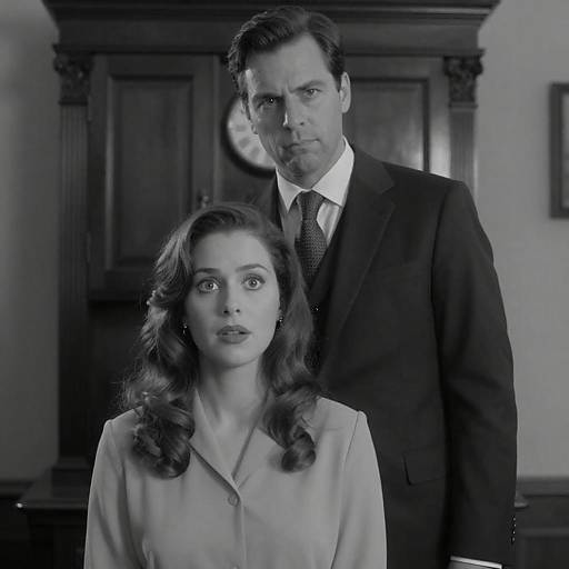 Vintage Black-and-White Formal Couple Portrait