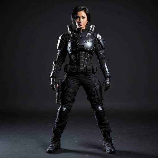 Woman in Black Tactical Combat Suit
