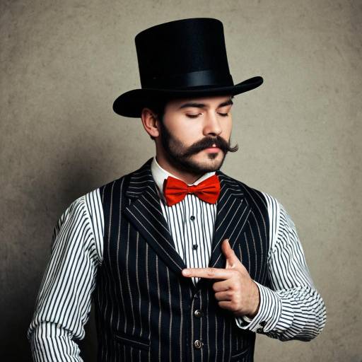 Man in Vintage Top Hat and Red Bow Tie