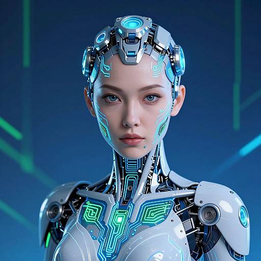 Hyperrealistic Futuristic Android Woman