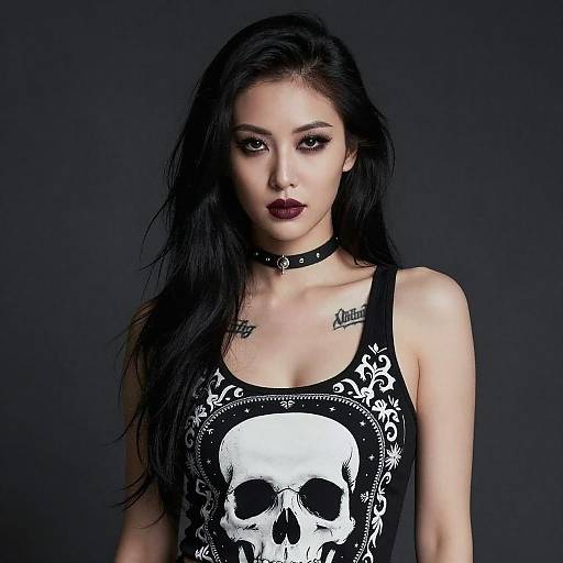 Edgy Woman with Skull Tank Top