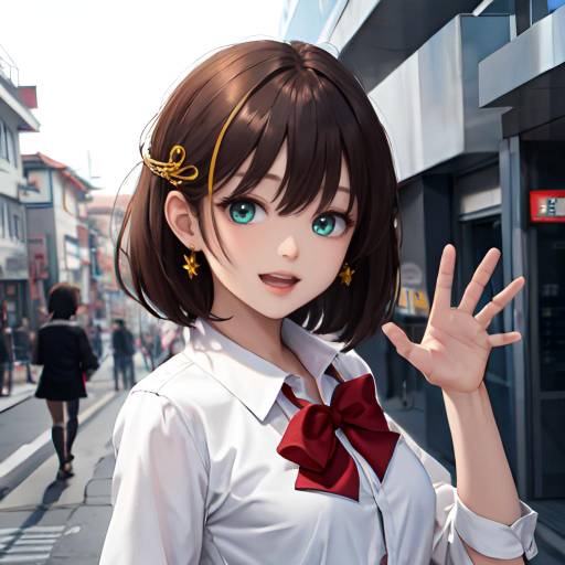 Aesthetic Anime Girl in Street Scene