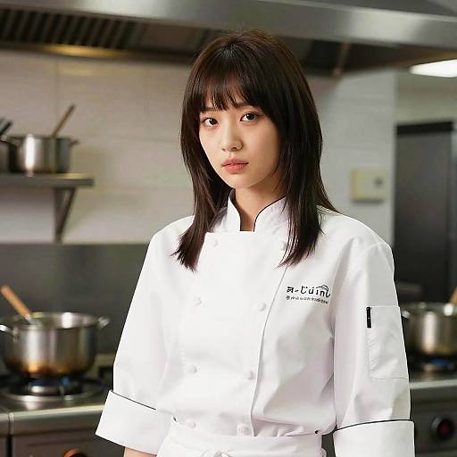 Female Chef with Full Fringe Hairstyle