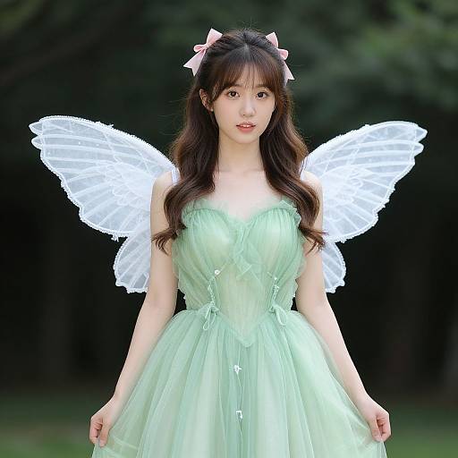 Fairy Model in Green Dress
