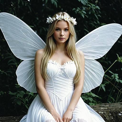 Enchanting White Fairy Costume Portrait