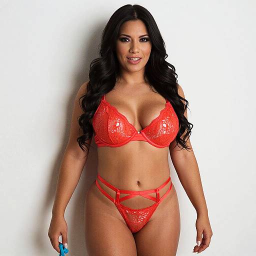 Confident Woman in Red Lingerie