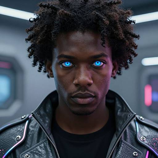 Futuristic Black Men with Blue Eyes