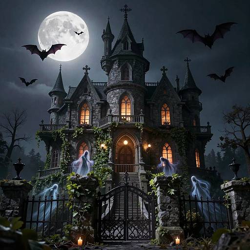 Full Moon Haunted Gothic Manor