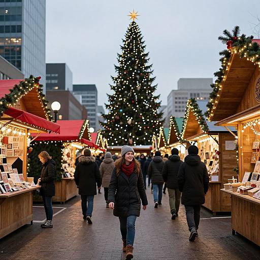 Woman at Festive Canadian Christmas Market