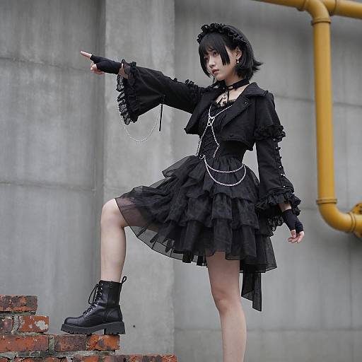 Gothic Lolita in Industrial Setting