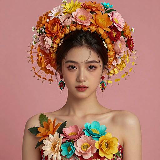 Vibrant Floral Portrait of a Woman