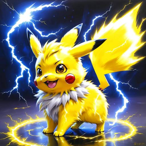 Cheerful Pikachu Oil Painting Portrait