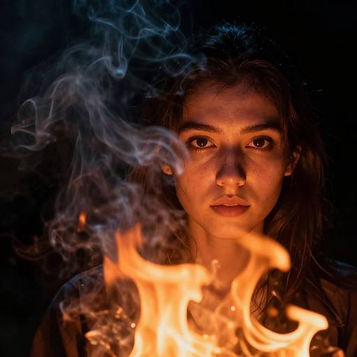 Dramatic Fire and Smoke Double Exposure