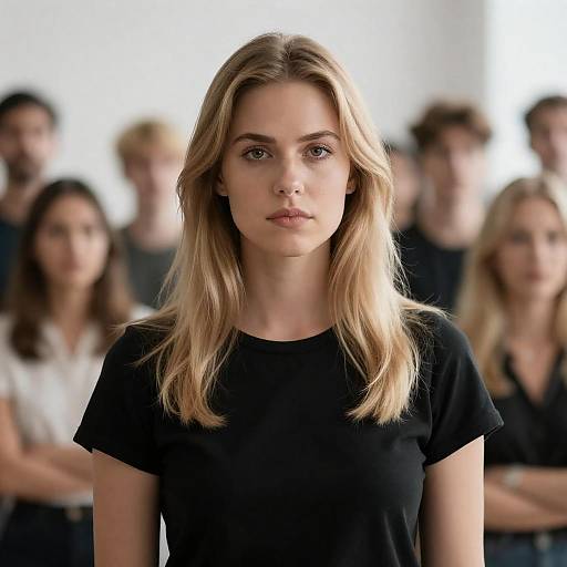 Blonde Woman in Focus Amidst Crowd